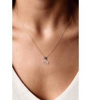 Nazar Boncuklu Lotus Çiçeği Altın Kolye (Sarı)