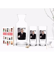 BK Gift Kişiye Özel Renkli Baskılı Atatürk Temalı İkili Rakı Bardağı Karaf ve Cep Kitabı Hediye Seti-33 (Model 1)