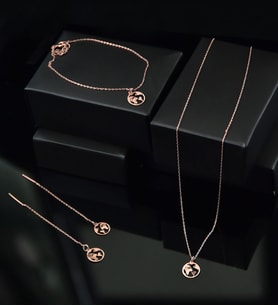 Papatya Silver 925 Ayar Gümüş Rose Kaplama Dünya Kolye Küpe Bileklik Set