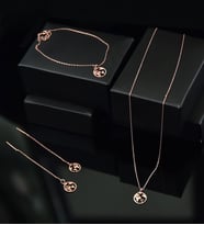 Papatya Silver 925 Ayar Gümüş Rose Kaplama Dünya Kolye Küpe Bileklik Set