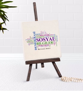 BK Gift Kişiye Özel Sosyal Bilgiler Öğretmeni Şovaleli Doğal Taş-1 (Beyaz)