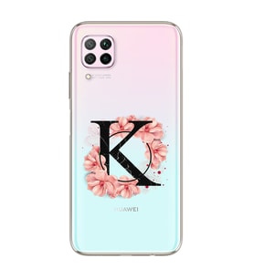 Pembe Çiçekli Harf Tasarım Süper Şeffaf Silikon Telefon Kılıfı Huawei P40 Lite K