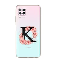 Pembe Çiçekli Harf Tasarım Süper Şeffaf Silikon Telefon Kılıfı Huawei P40 Lite K