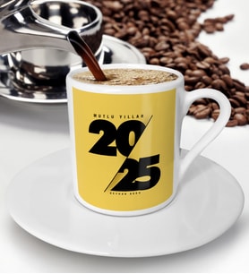 BK Gift Kişiye Özel 2025 Mutlu Yıllar Türk Kahvesi Fincanı-9 (Beyaz)