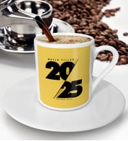 BK Gift Kişiye Özel 2025 Mutlu Yıllar Türk Kahvesi Fincanı-9 (Beyaz)