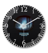 Stranger Things Black Duvar Saati Bombeli Gercek Cam