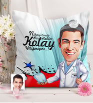 BK Gift Kişiye Özel Bay Diş Hekimi Karikatürlü  Yastık  3