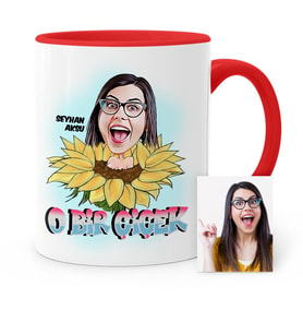BK Gift Kişiye Özel Kadınlar Günü Temalı Karikatür Kırmızı Kupa Bardak  1