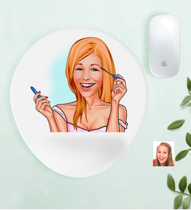 BK Gift Kişiye Özel Bayan Karikatürlü Bilek Destekli Mouse Pad-21 (Beyaz)