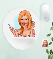 BK Gift Kişiye Özel Bayan Karikatürlü Bilek Destekli Mouse Pad-21 (Beyaz)