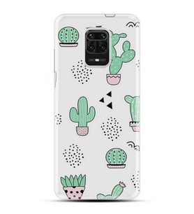 Kılıfland Xiaomi Redmi Note 9 Pro Kılıf Silikon Resimli Kapak Cactus Pattern Stok 901