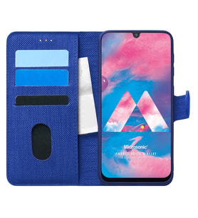 Microsonic Samsung Galaxy M30 Kılıf Fabric Book Wallet Lacivert