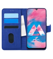 Microsonic Samsung Galaxy M30 Kılıf Fabric Book Wallet Lacivert