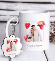 BK Gift Kişiye Özel İsimli Fotoğraflı Beyaz Kupa ve Anahtarlık Hediye Seti-28 (Model 1)