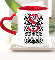BK Gift Kişiye Özel S Harfi Kırmızı Kalpli Kupa Bardak Model 2