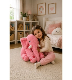 Uyku Arkadaşım Dev Boy Fil Peluş Fil 65cm (Pembe)