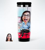 BK Gift Kişiye Özel Bayan Genel Müdür Karikatürlü Çelik Termos Bardak  1