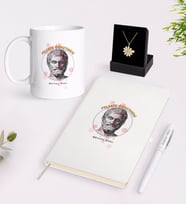 BK Gift Kişiye Özel Felsefe Öğretmeni Beyaz Kupa Defter Kalem ve İsimli Papatya Kolye Hediye Seti-1 (Model 1)