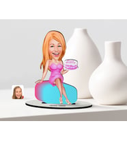 BK Gift Kişiye Özel Bayan Doğum Günü Karikatür Ahşap Biblo  1