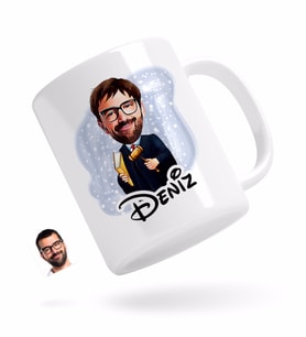 BK Gift Kişiye Özel Erkek Hakim Karikatürlü Beyaz Kupa Bardak-1