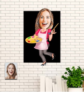 Kişiye Özel Ressam Temalı Karikatür Ahşap Tablo