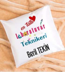 Mesajlı Laboratuvar Teknikeri Tasarımlı Kişiye Özel Laboratuvar Teknikeri Yastık
