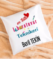 Mesajlı Laboratuvar Teknikeri Tasarımlı Kişiye Özel Laboratuvar Teknikeri Yastık