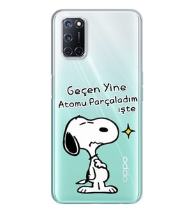 Snoopy Tasarımlı Süper Şeffaf Silikon Telefon Kılıfı Oppo A52-A72