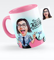 BK Gift Kişiye Özel Bayan Polis Karikatürlü Pembe Kupa Bardak  1