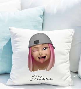 Emoji Kız Stiker Yastığı Kişiye Özel
