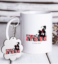 BK Gift Kişiye Özel Mesleki Fitness Antrenörü Beyaz Kupa ve Anahtarlık Hediye Seti-2 (Model 1)