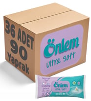 Önlem Islak Havlu Mendil 90 Yaprak Papatya Özü (36 Lı Set) Plastik Kapaklı 3240 Yaprak