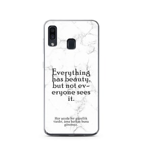 Samsung A30 Beyaz Mermer Söz Tasarımlı Telefon Kılıfı