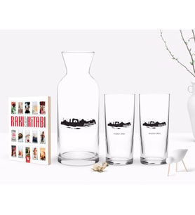 BK Gift Kişiye Özel Renkli Baskılı Şanlıurfa Tasarımlı Turistik İkili Rakı Bardağı Karaf ve Cep Kitabı Hediye Seti-2 (Model 1)