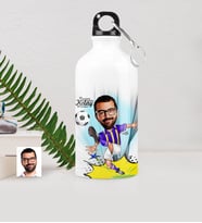 BK Gift Kişiye Özel Bay Futbolcu Sarı Lacivert Karikatürlü Metal Suluk 500 Ml 1
