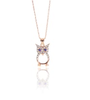 Söğütlü Silver Gümüş rose zirkon taşlı baykuş kolye kolye