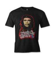 Che Guevara - Flag Siyah Erkek Tshirt