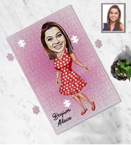 Kişiye Özel Bayan Karikatürlü A3 130 Parça Puzzle Model-4