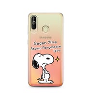 Snoopy Tasarımlı Süper Şeffaf Silikon Telefon Kılıfı Samsung A60