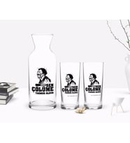 BK Gift Kişiye Özel Renkli Baskılı Çünkü Sen Çölüme Yağmur Oldun Tasarımlı İkili Rakı Bardağı ve Karaf Hediye Seti-9 (Model 1)