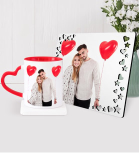 BK Gift Kişiye Özel Kalpli Kupa Bardak  Fotoğraf Çerçevesi Hediye Seti