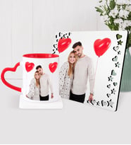 BK Gift Kişiye Özel Kalpli Kupa Bardak  Fotoğraf Çerçevesi Hediye Seti