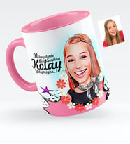 BK Gift Kişiye Özel Bayan Karikatürlü Pembe Kupa Bardak  9