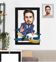 Kişiye Özel Pilot Karikatürlü 3D Ahşap Tablo 30x47 Bay-3