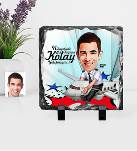 BK Gift Kişiye Özel Bay Kaptan Pilot Karikatürlü Dekoratif Doğal Taş  1