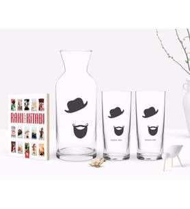 BK Gift Kişiye Özel Renkli Baskılı İsimli İkili Rakı Bardağı Karaf ve Cep Kitabı Hediye Seti-132 (Model 1)