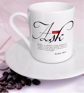 BK Gift Kişiye Özel Mânâ Aşk Türk Kahvesi Fincanı (Beyaz)