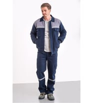 Mervem İş Takımı 7/7 Gabardin Kapitoneli Reflektörlü (Lacivert)
