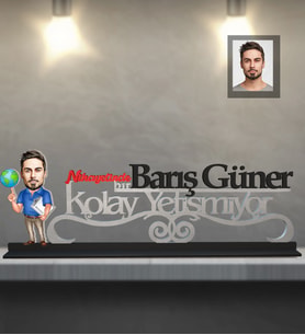 Kişiye Özel İş Adamı Karikatürlü Kolay Yetişmiyor Ahşap Biblo Bay-16