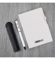 Kişiye Özel Beyaz Defter ve Beyaz Roller Kalem Seti